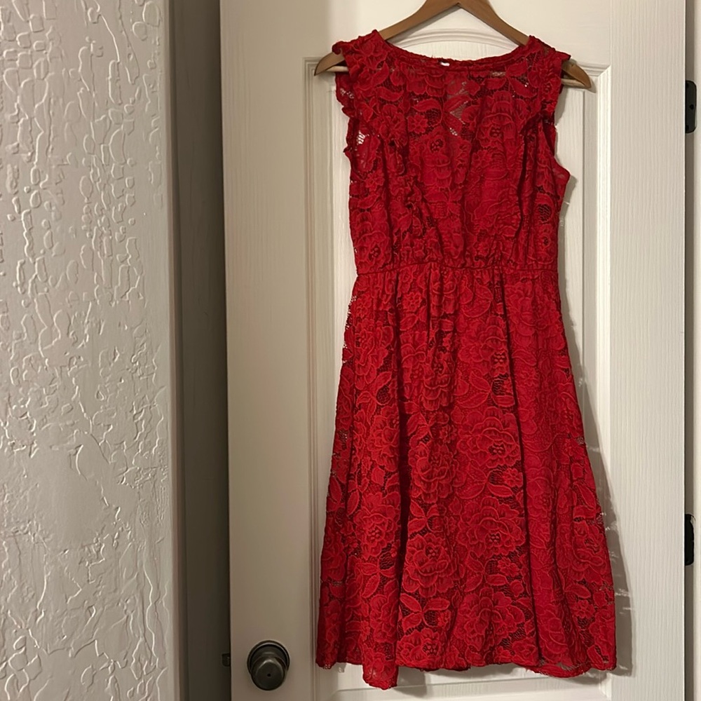 Lauren Conrad Red Lace Dress